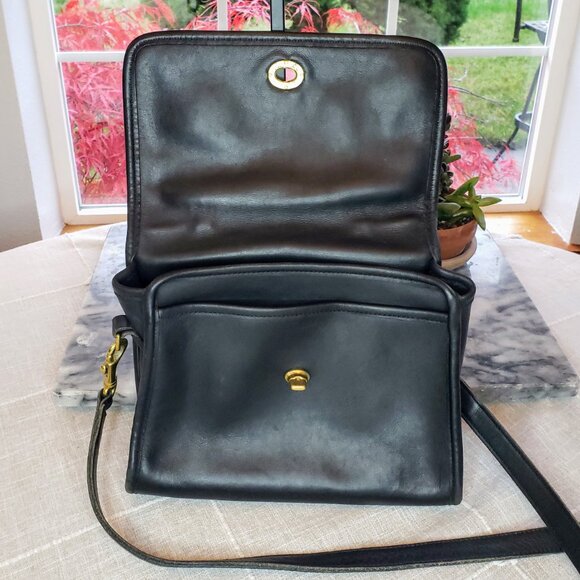 Coach Court Satchel & Crossbody Bag - Vintage Black Leather (Made in US) - Picture 10 of 16